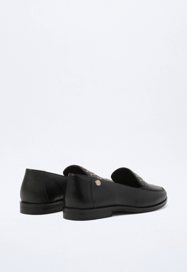 Mocasín con tachas de mujer negro Top 3 23836