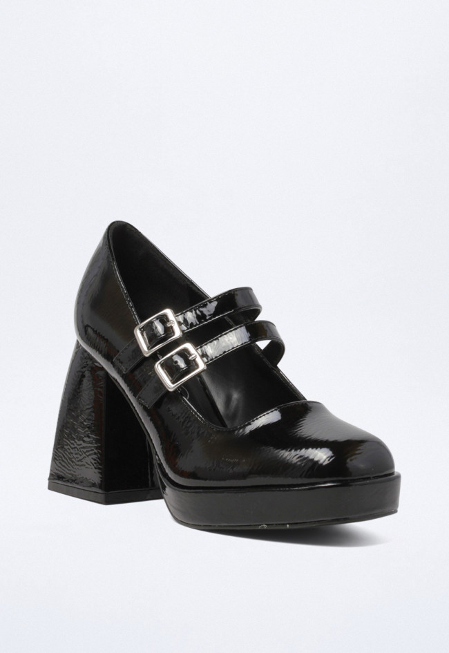 Zapato plataforma hebillas de mujer negro VAS 88-1803