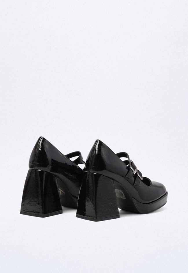 Zapato plataforma hebillas de mujer negro VAS 88-1803