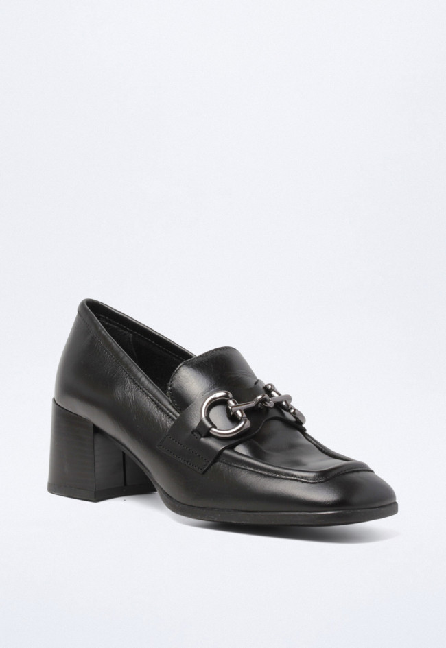 Zapato estilo mocasín con hebilla de mujer negro GLO 9575791