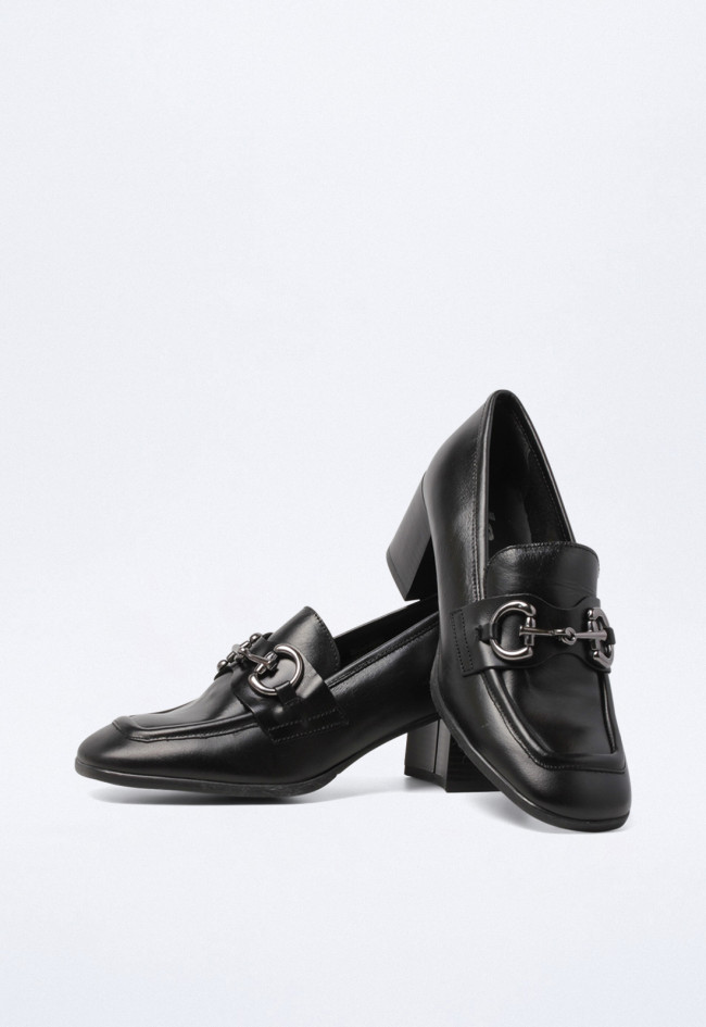 Zapato estilo mocasín con hebilla de mujer negro GLO 9575791