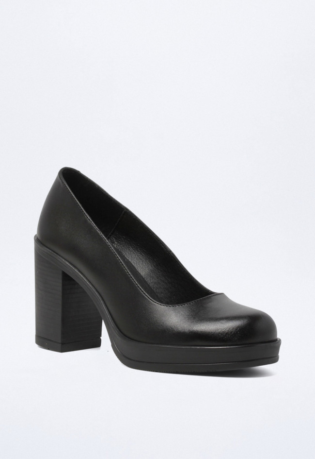 Zapato tacón ancho de mujer negro VAS pilsen-007/s148