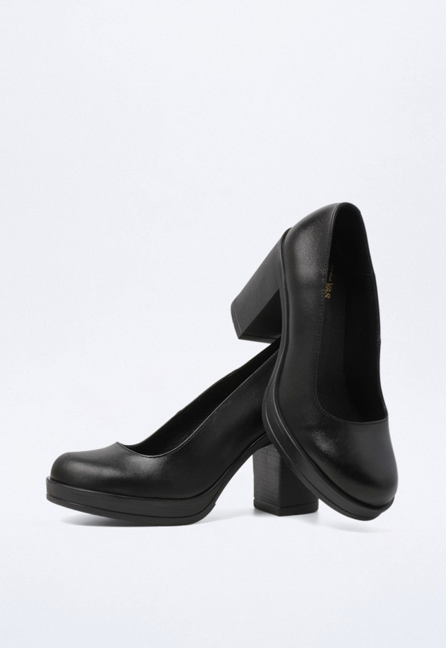Zapato tacón ancho de mujer negro VAS pilsen-007/s148