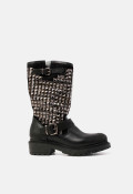 Bota biker de mujer con hebilla y tachas negro Metisse ma616