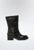 Bota biker con hebillas de mujer negro Glo 7176 - hera