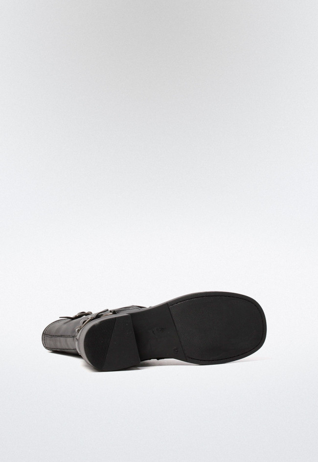 Bota biker con hebillas de mujer negro Glo 7176 - hera