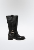 Bota biker con hebilla de mujer negro Glo 7179 - atenea