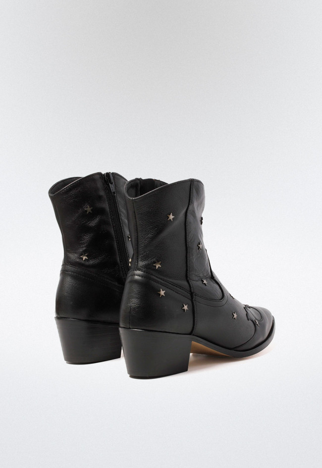Botín cowboy de mujer negro Glo estrella