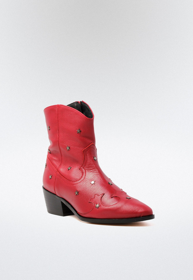 Botín cowboy de mujer rojo Glo estrella