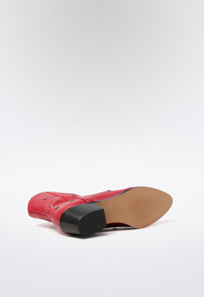Botín cowboy de mujer rojo Glo estrella