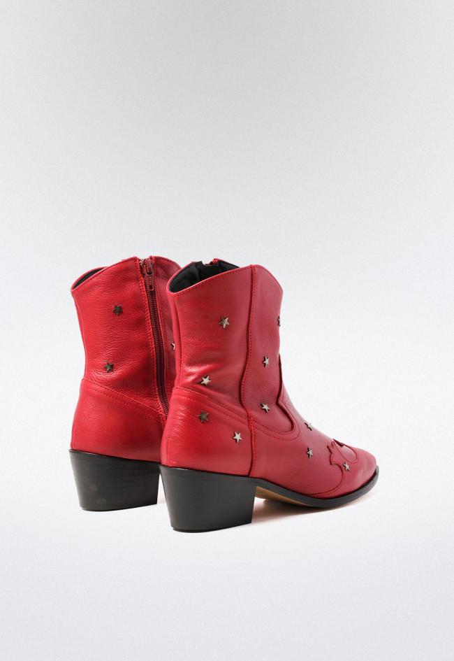 Botín cowboy de mujer rojo Glo estrella