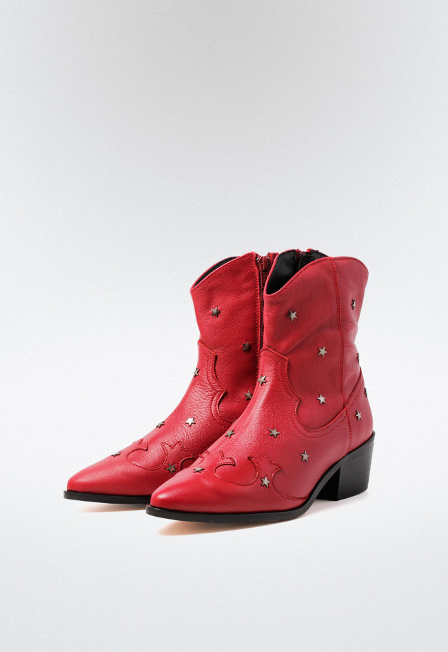 Botín cowboy de mujer rojo Glo estrella