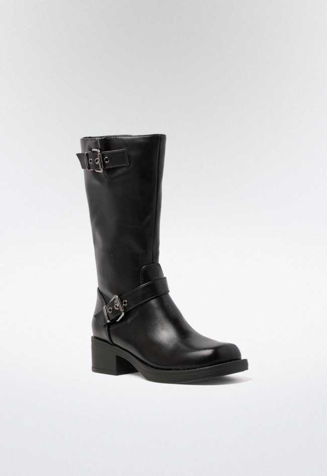 Bota biker hebillas de mujer negro VAS 821988
