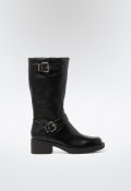 Bota biker hebillas de mujer negro VAS 821988