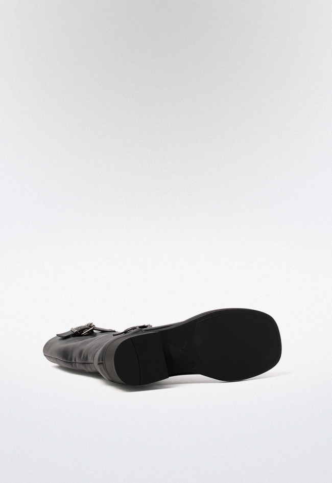 Bota biker hebillas de mujer negro VAS 821988