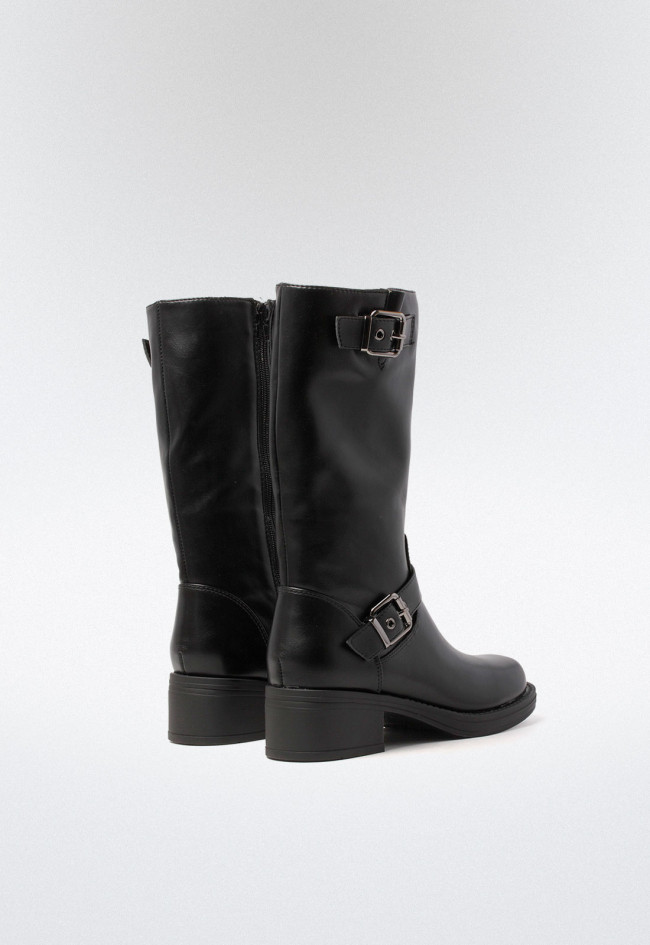 Bota biker hebillas de mujer negro VAS 821988