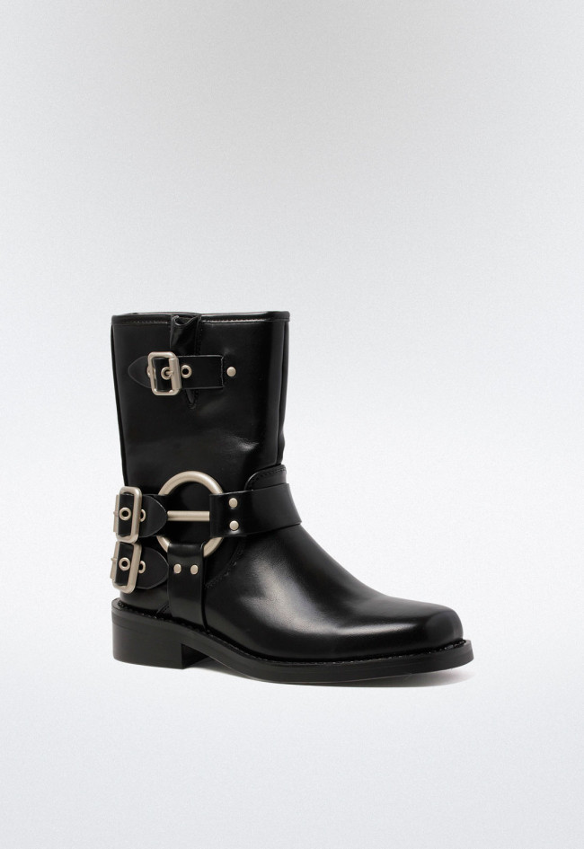 Bota biker hebillas de mujer negro VAS 5207