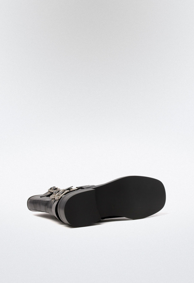 Bota biker hebillas de mujer negro VAS 5207