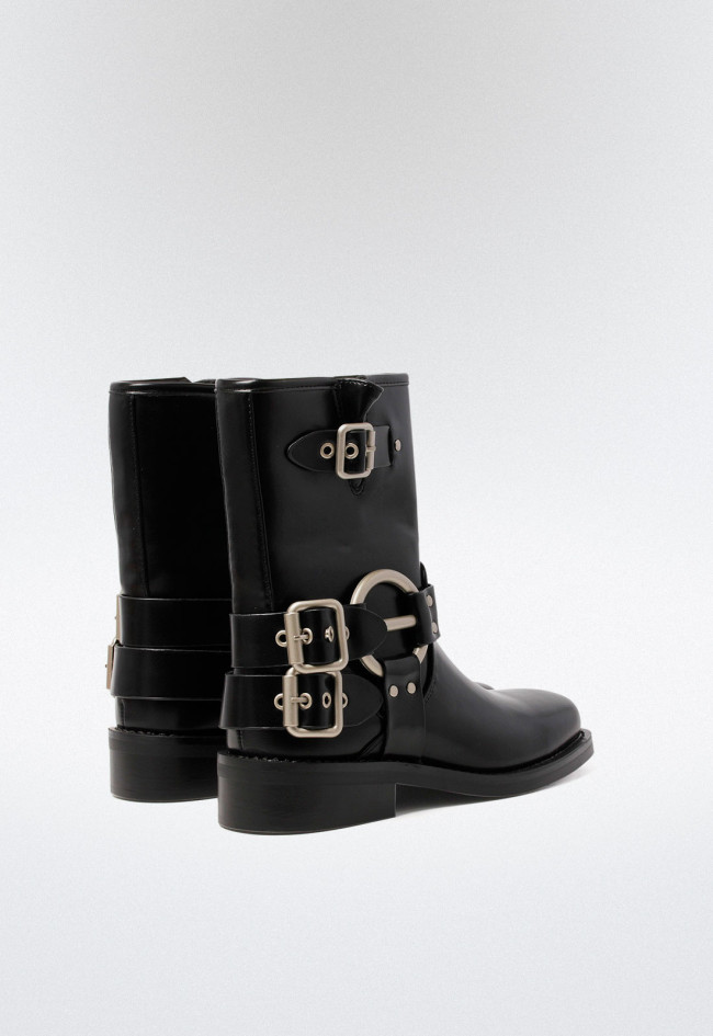 Bota biker hebillas de mujer negro VAS 5207