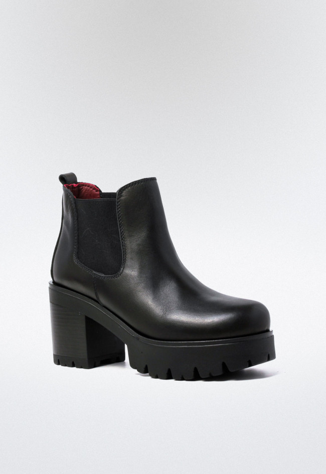 Botín chelsea plataforma piel de mujer negro VAS 8915 p