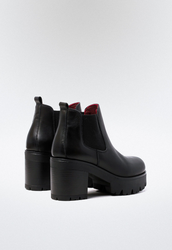 Botín chelsea plataforma piel de mujer negro VAS 8915 p