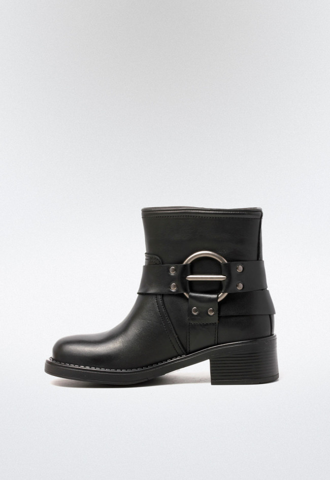 Botín biker con hebillas de mujer negro Glo 7114 - nemesis