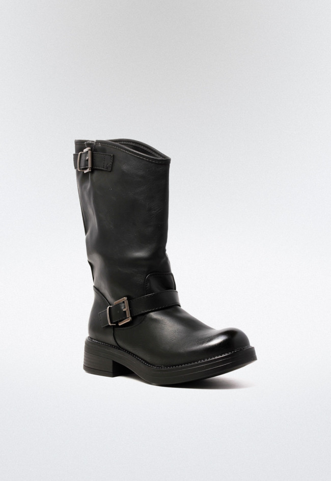 Bota biker con hebillas de mujer negro VAS 62*c19007-9