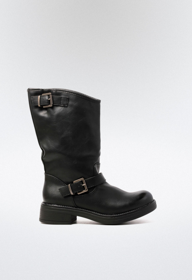 Bota biker con hebillas de mujer negro VAS 62*c19007-9