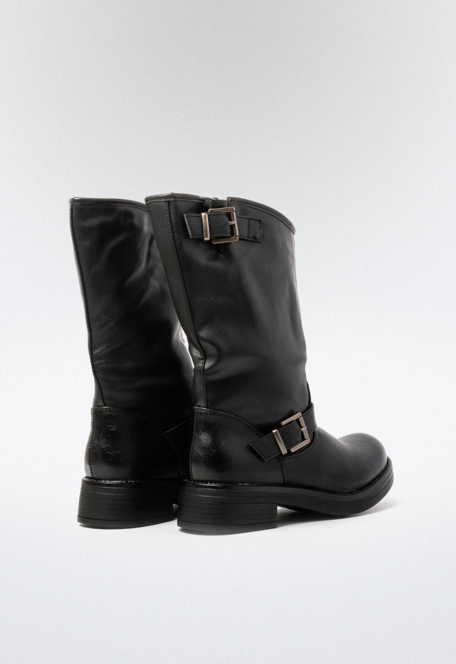 Bota biker con hebillas de mujer negro VAS 62*c19007-9