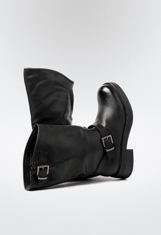Bota biker con hebillas de mujer negro VAS 62*c19007-9