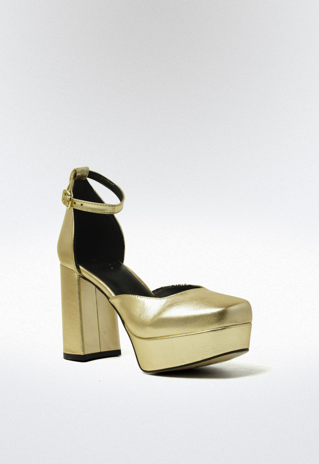 Zapato plataforma vestir de mujer oro Calzados Nereiva ch-1200