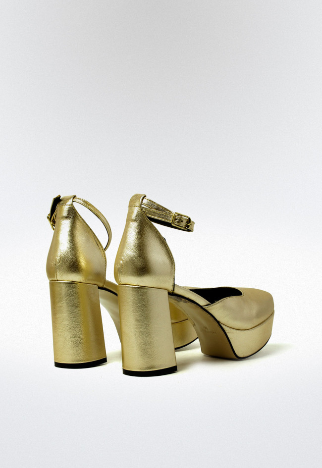 Zapato plataforma vestir de mujer oro Calzados Nereiva ch-1200