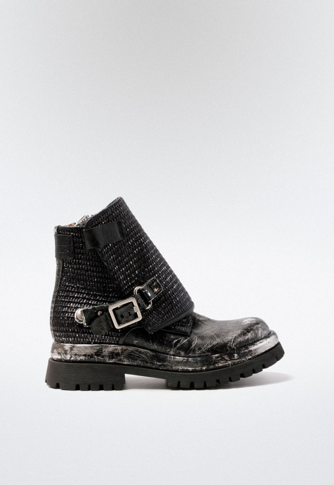 Botín biker con hebillas de mujer negro A.S. 98 b51213