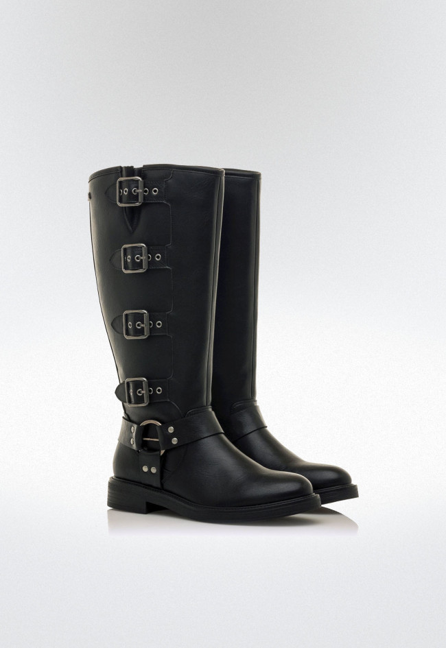 Botas biker con hebillas Mujer MUSTANG BRUNA negro