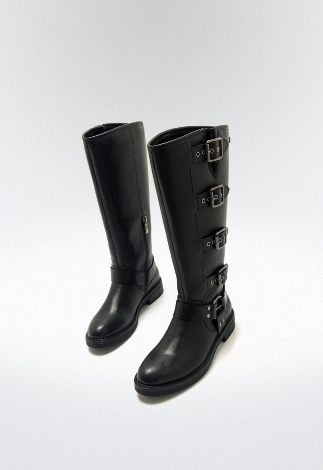 Botas biker con hebillas Mujer MUSTANG BRUNA negro