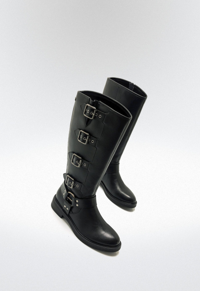 Botas biker con hebillas Mujer MUSTANG BRUNA negro
