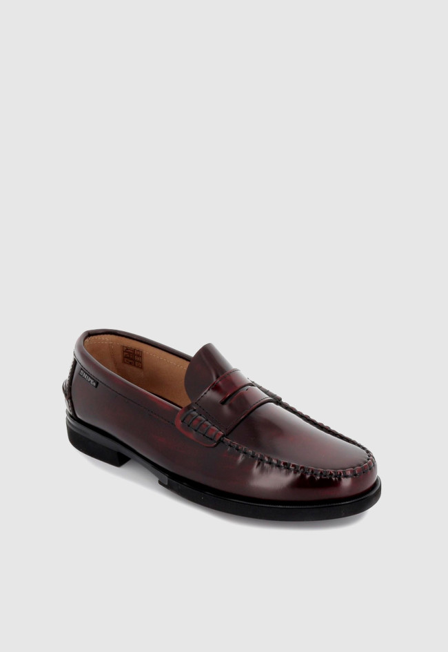 Zapato mocasín de hombre burdeos  11023