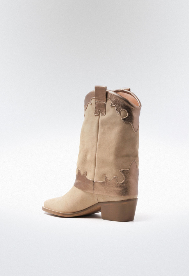 Bota cowboy polaina de mujer beige Glo 7181 - catelyn