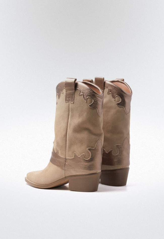 Bota cowboy polaina de mujer beige Glo 7181 - catelyn