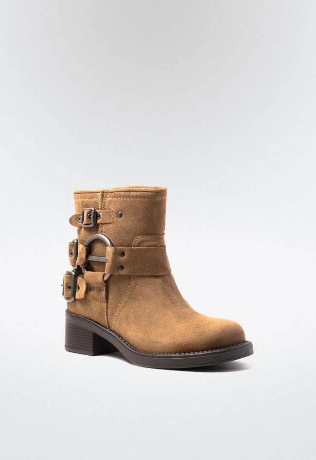 Botín biker de mujer tostado Glo nemesis - 7174