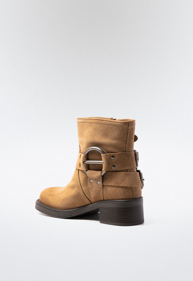 Botín biker de mujer tostado Glo nemesis - 7174