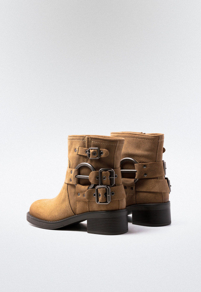 Botín biker de mujer tostado Glo nemesis - 7174