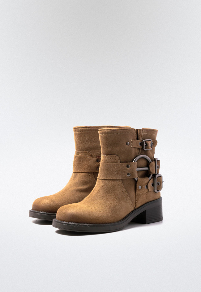 Botín biker de mujer tostado Glo nemesis - 7174