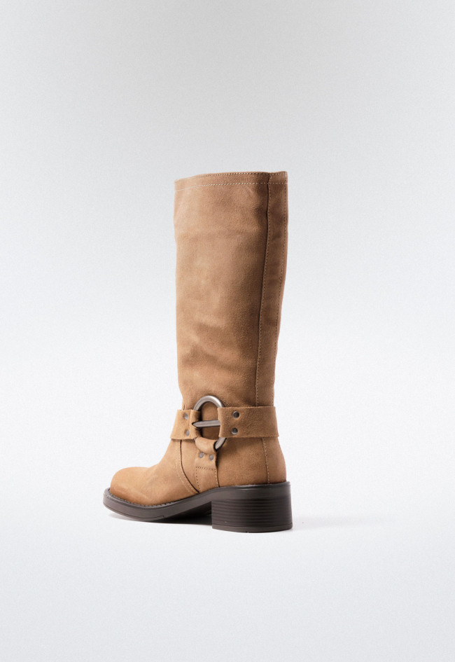 Bota biker de mujer tostado Glo selena - 7177