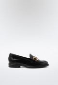 Zapato mocasín con adorno de mujer negro VAS 1203