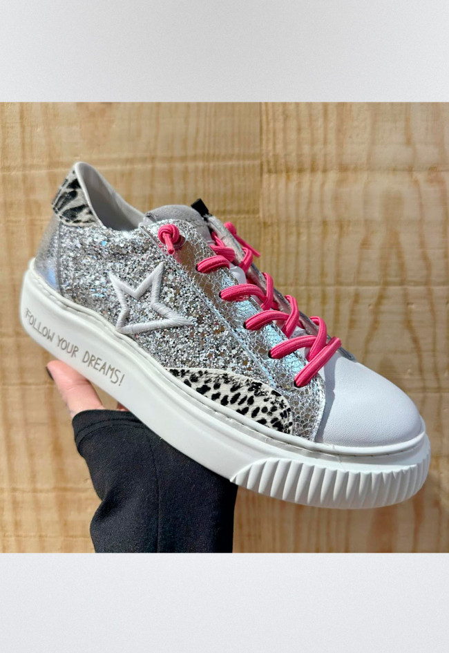 Deportivo glitter de mujer plata Cetti c-1342 sra