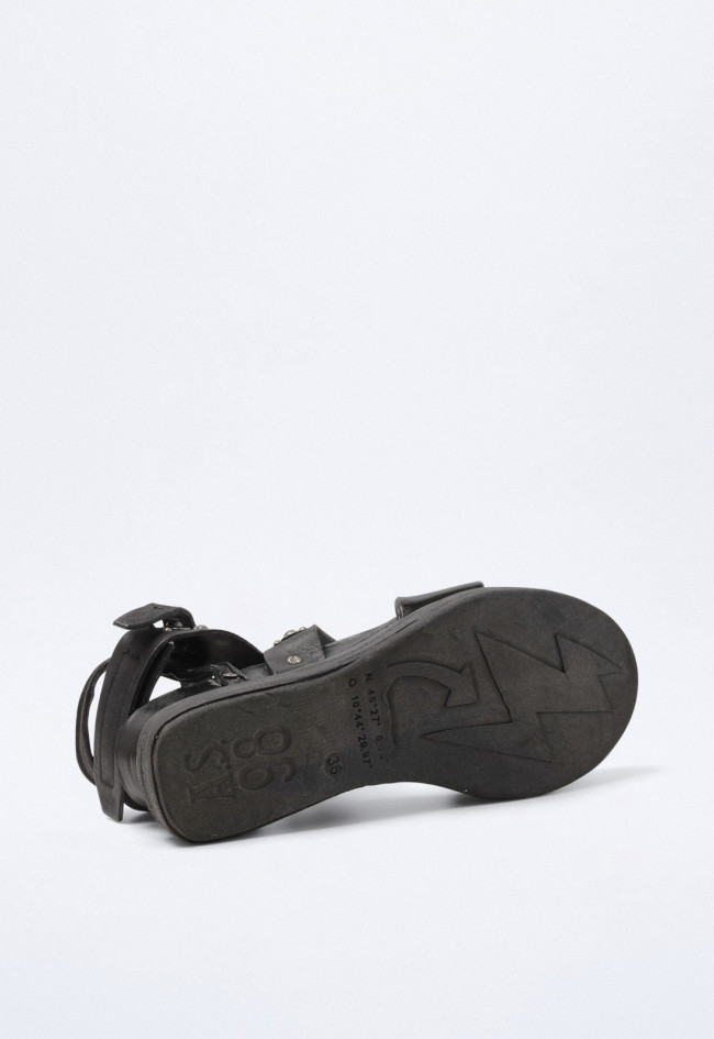 Sandalia piel tachas de cuña de mujer negro A.S. 98 a15034