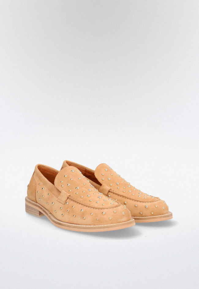 Zapato mocasín tachas de mujer camel Alpe 50771160