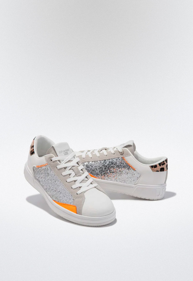 Deportivo glitter de mujer plata D. Franklin Court V2 Tennis Basic Glitter Silver Leo