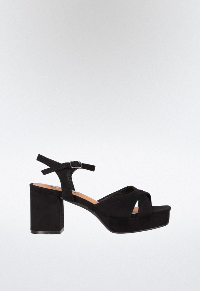 Sandalia tira cruzadas de mujer negro Chika 10 flora 22